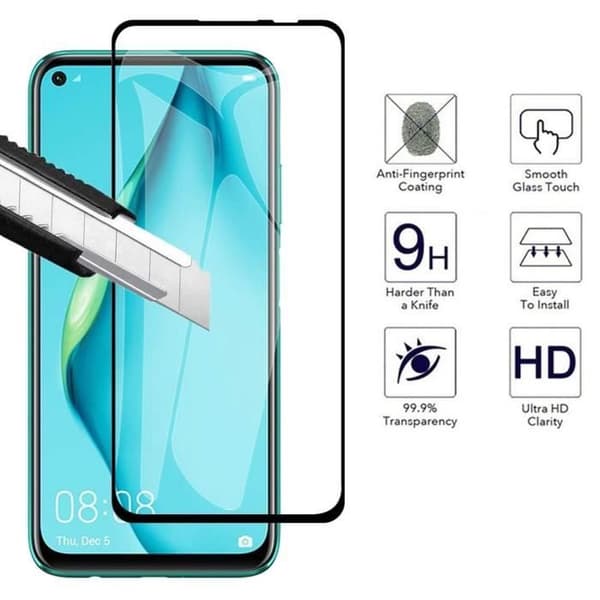 Skydd-film - Phonillico® - Huawei P40 LITE - Pack 2 - Härdat glas - Svart kant
