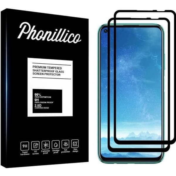 Skydd-film - Phonillico® - Huawei P40 LITE - Pack 2 - Härdat glas - Svart kant