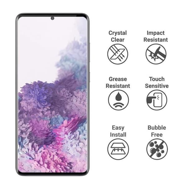 Skyddfilm - Phonillico® - Samsung Galaxy S20 - Pack om 2 - Härdat glas - Svart kant