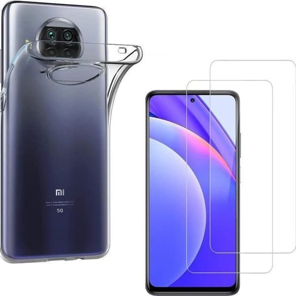 Coque för Xiaomi MI 10T LITE 5G och 2 Härdat Glas - Skydd Silikon Mjuk Film Skyddsskärm Phonillico®