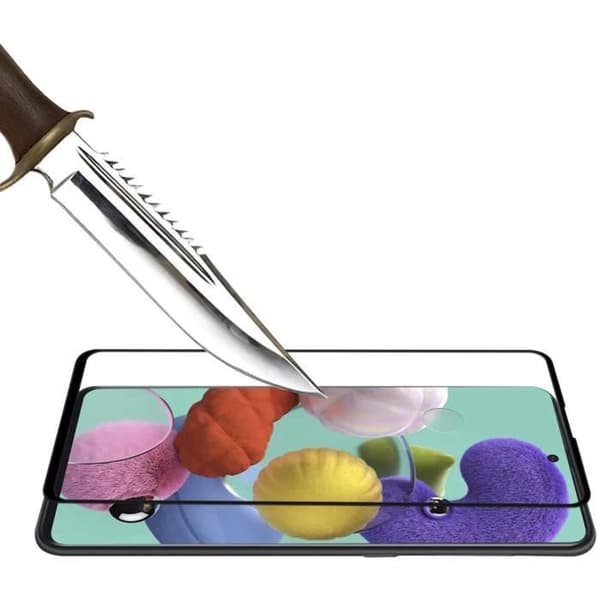 Härdat Glas - Phonillico® - Samsung Galaxy A51 - Paket med 3 - Transparent - Svart Kant