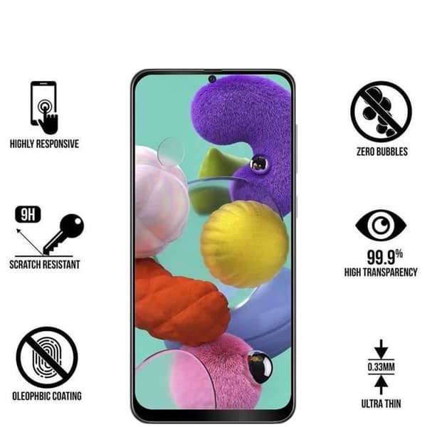 Härdat Glas - Phonillico® - Samsung Galaxy A51 - Paket med 3 - Transparent - Svart Kant