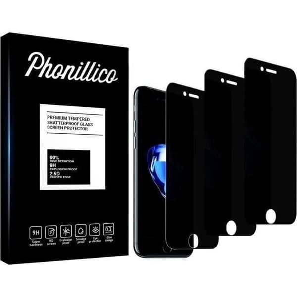 Skärmskydd - Phonillico - iPhone SE 2020 - Pack om 3 - Svart - Spionavvisande