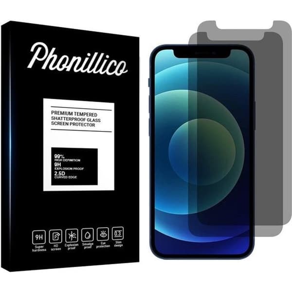 Skyddfilm - Phonillico® - iPhone 12 / 12 PRO - Paket med 2 - Svart - Antispion