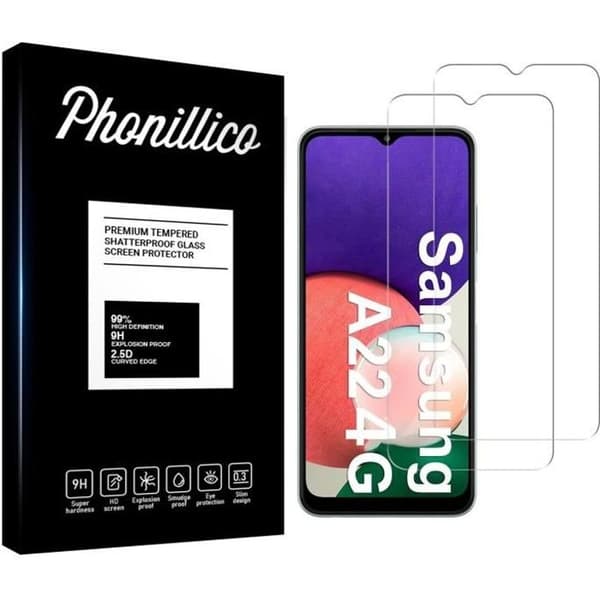 Härdat Glas för Samsung A22 4G [Pack 2] Skyddande Skärmskydd Phonillico®