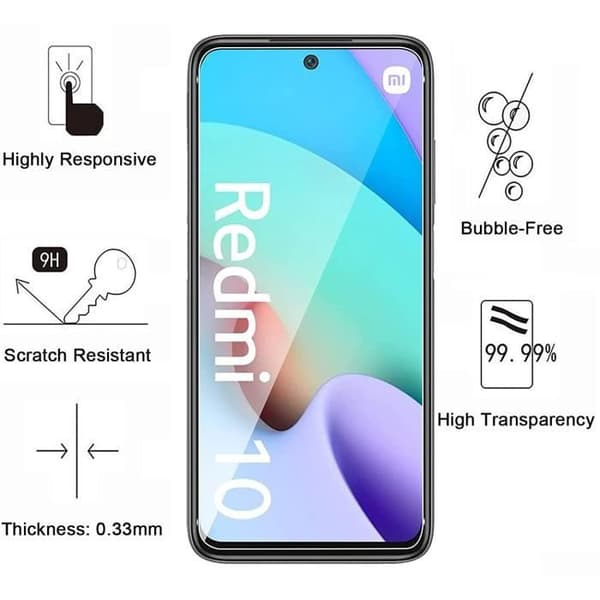 Härdat glas för Xiaomi REDMI 10 4G [Pack 2] Skärmskydd Film Phonillico®