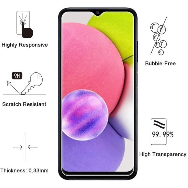 Fodral för Samsung A03S och 2 skärmskydd i härdat glas Phonillico®