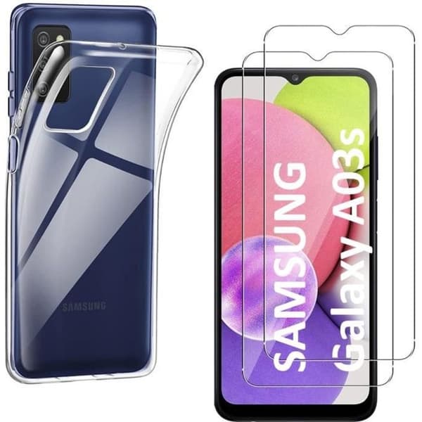 Fodral för Samsung A03S och 2 skärmskydd i härdat glas Phonillico®