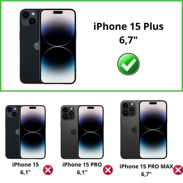 Härdat glas för iPhone 15 PLUS och kameraskydd [Paket 2] Skyddsglas Phonillico®