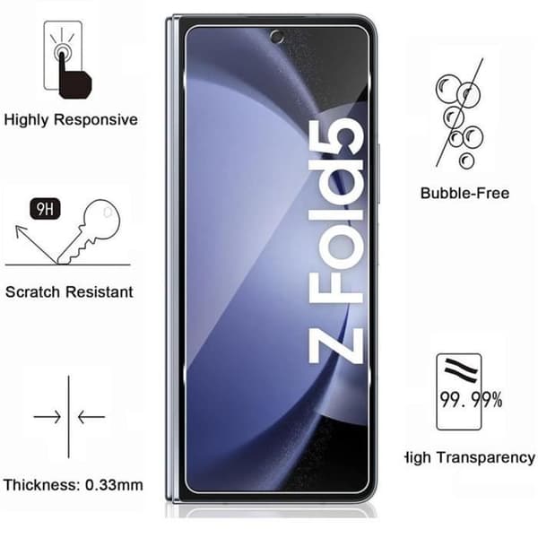 Tempered Glass for Samsung Galaxy Z FOLD 5 [Pack 2] Screen Protection Film Phonillico®