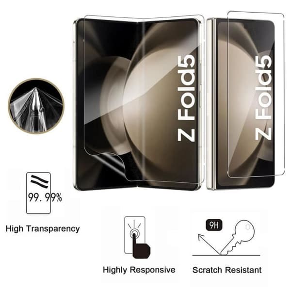 Skärm- och kameraskydd för Samsung Galaxy Z FOLD 5 [Pack 2] Ultra tunn repbeständig skyddare Phonillico®