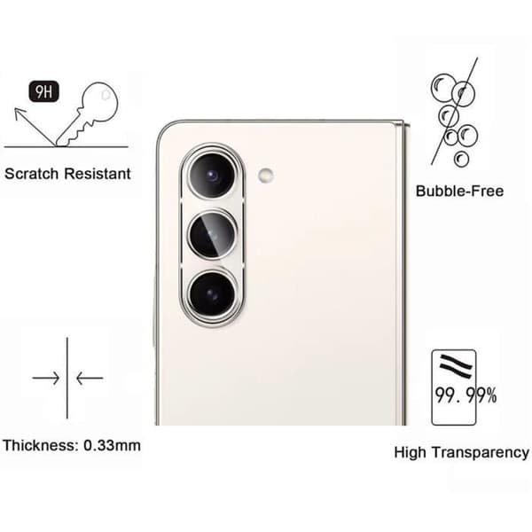 Skärm- och kameraskydd för Samsung Galaxy Z FOLD 5 [Pack 2] Ultra tunn repbeständig skyddare Phonillico®
