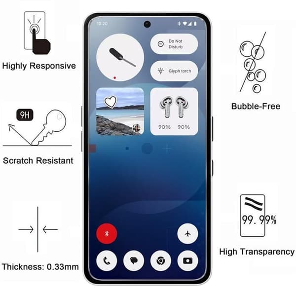 Härdat Glas - Phonillico® - Nothing Phone 3a - Förpackning med 2 - Repavvisande - Transparent