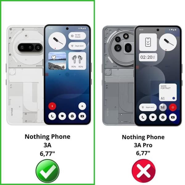 Härdat Glas - Phonillico® - Nothing Phone 3a - Förpackning med 2 - Repavvisande - Transparent
