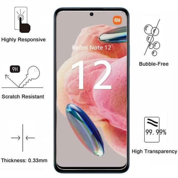 Härdat Glas för Xiaomi Redmi Note 12 4G [Pack 4] Skärmskydd Film Phonillico®