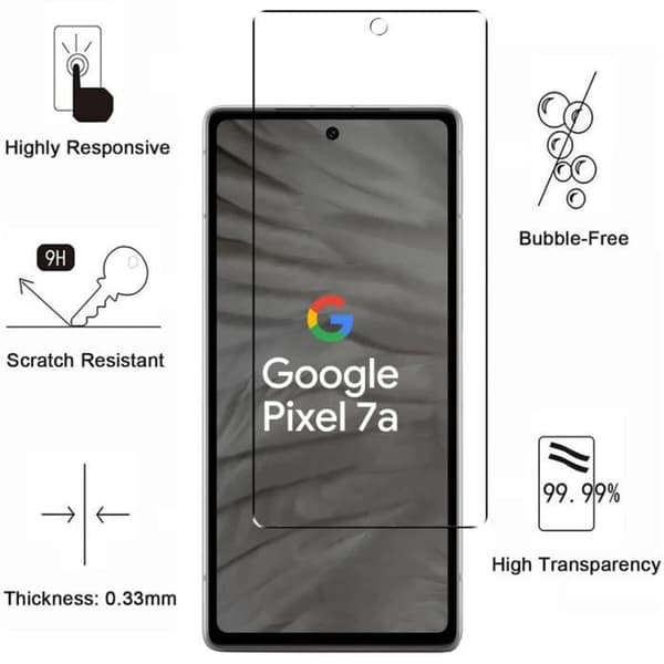 Härdat Glas för Google Pixel 7a [Pack 2] Skydd Film Skärm Phonillico®