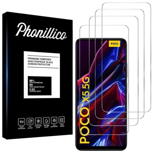 Härdat glas för Xiaomi Poco X5 5G [Pack 4] Film Skyddsskärm Phonillico®