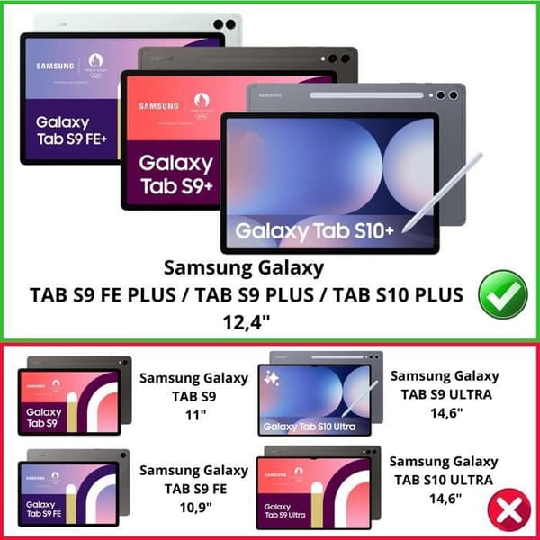 Härdat glas - Phonillico - Pack 2 - Kompatibel med Galaxy Tab S10/S9 - Repotålig - Transparent