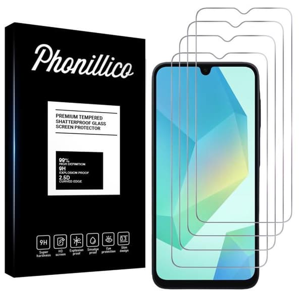 Skärmskydd - Phonillico - Härdat glas - Samsung Galaxy A16 4G/5G - Pack om 4 - Repellerande mot repor