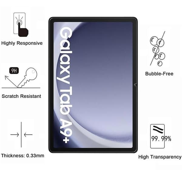 Filmskydd - Phonillico - Samsung Galaxy Tab A9 PLUS 2023 - Pack 2 - Härdat Glas - Repfnittrande