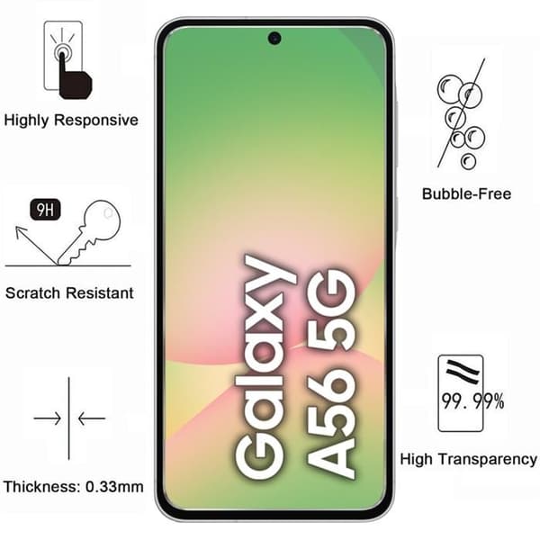 Härdat Glas - Phonillico® - Samsung Galaxy A56 5G - Pack 2 - Skydd för Skärm och Kamera - Resistens mot Repor