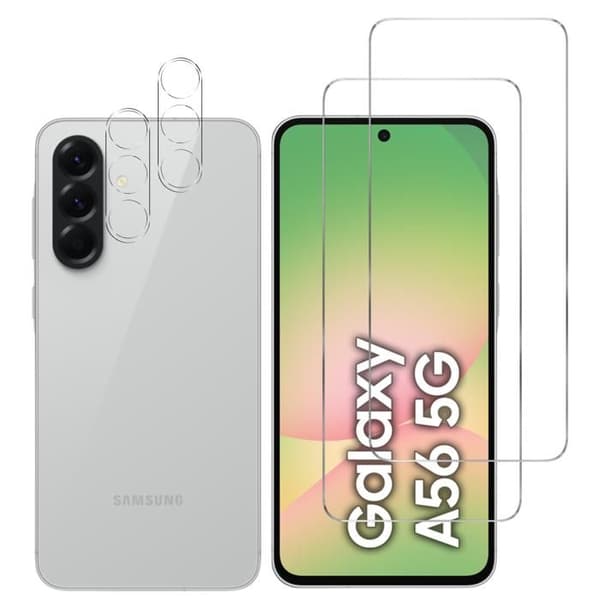 Härdat Glas - Phonillico® - Samsung Galaxy A56 5G - Pack 2 - Skydd för Skärm och Kamera - Resistens mot Repor