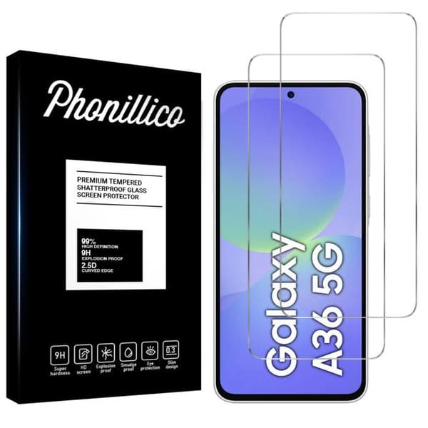 Härdat glas - Phonillico® - Samsung Galaxy A36 5G - Paket med 2 - Repellent - Transparent