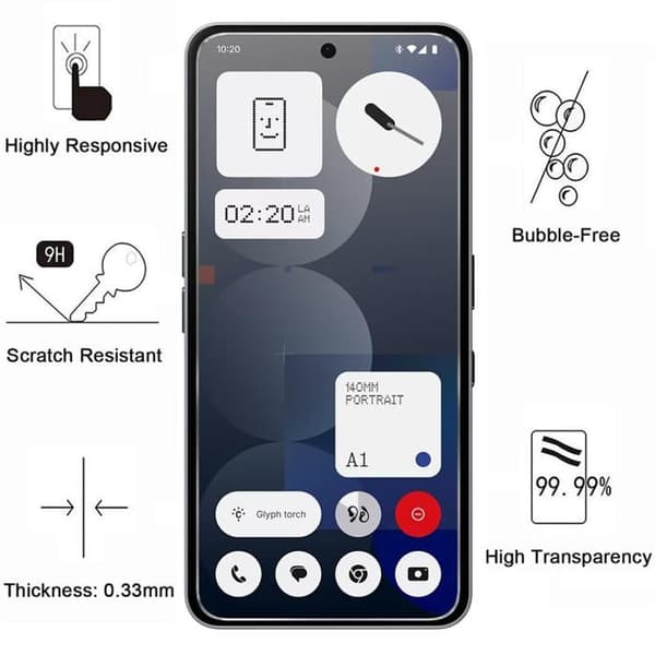 Härdat glas - Phonillico® - Nothing Phone 3a Pro - Paket med 2 - Repiggningsbeständig - Skärmskydd