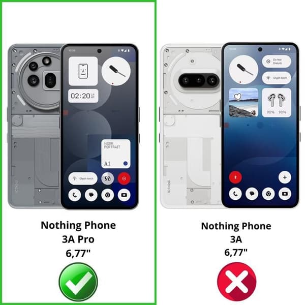Härdat glas - Phonillico® - Nothing Phone 3a Pro - Paket med 2 - Repiggningsbeständig - Skärmskydd