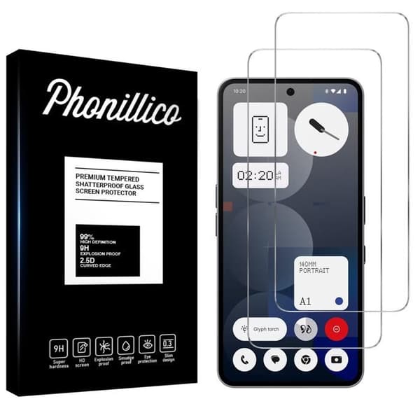 Härdat glas - Phonillico® - Nothing Phone 3a Pro - Paket med 2 - Repiggningsbeständig - Skärmskydd