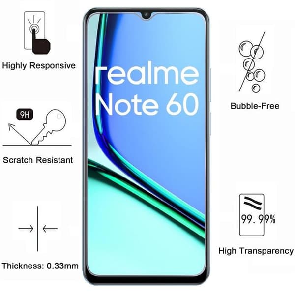 Härdat Glas - Phonillico® - Realme Note 60 - Pack om 4 - Skärm Skydd - Rep resistant