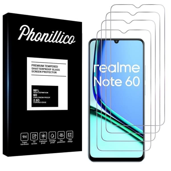 Härdat Glas - Phonillico® - Realme Note 60 - Pack om 4 - Skärm Skydd - Rep resistant