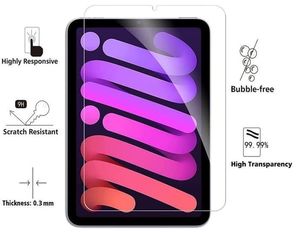 Härdat glas - Phonillico® - iPad MINI 7 - Pack 2 - Repellerar repor - Skärmskydd