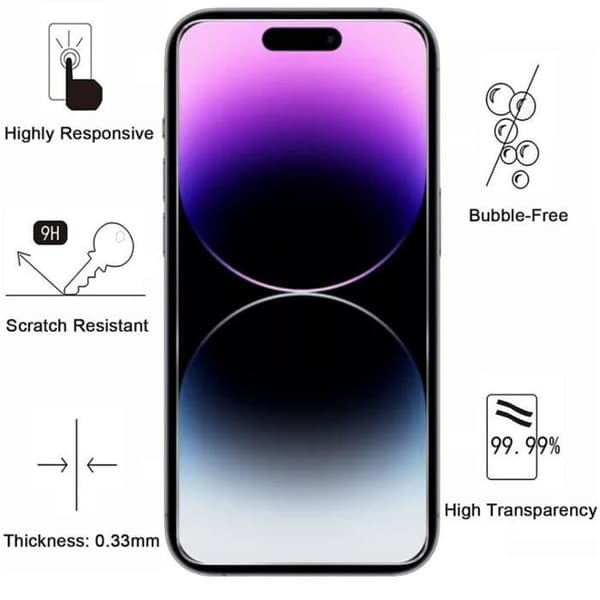 Film härdat glas för iPhone 15 PRO [Pack 2] Skärm skydd Phonillico®
