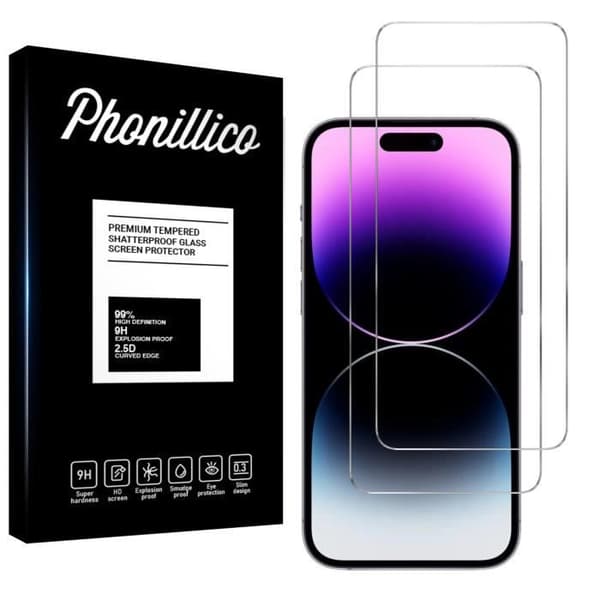 Film härdat glas för iPhone 15 PRO [Pack 2] Skärm skydd Phonillico®