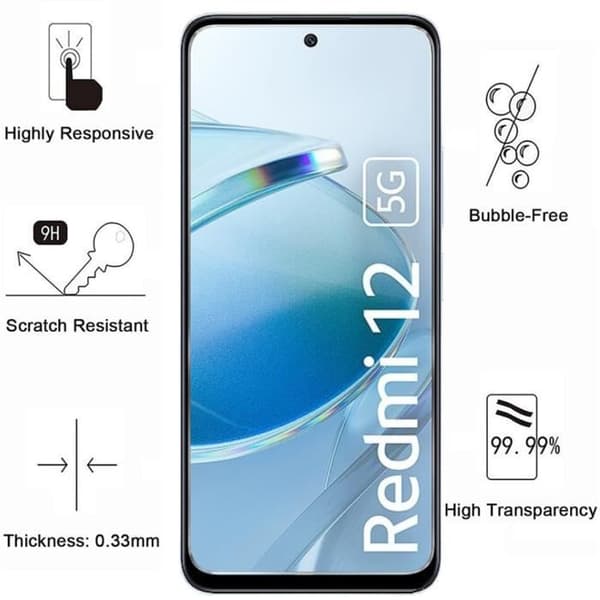 Härdat glas för Xiaomi Redmi 12 5G [Pack 4] Filmskydd för skärm Phonillico®
