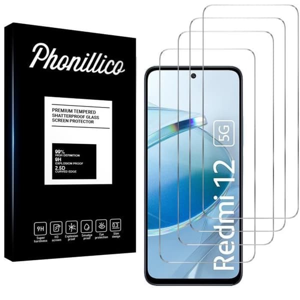 Härdat glas för Xiaomi Redmi 12 5G [Pack 4] Filmskydd för skärm Phonillico®