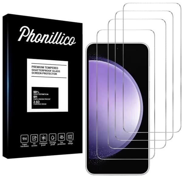Skärmskydd - Phonillico - Samsung Galaxy S23 FE - Paket med 4 - Härdat glas - Repbeständigt