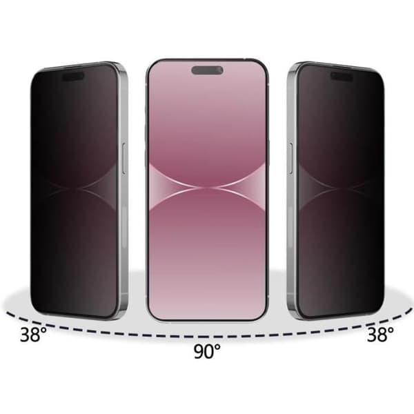 Härdat Glas för iPhone 15 - iPhone 15 PRO [Pack 4] Svart Anti-Spion Film Skärm skydd Phonillico®