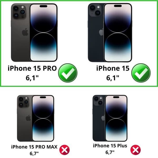 Härdat Glas för iPhone 15 - iPhone 15 PRO [Pack 4] Svart Anti-Spion Film Skärm skydd Phonillico®