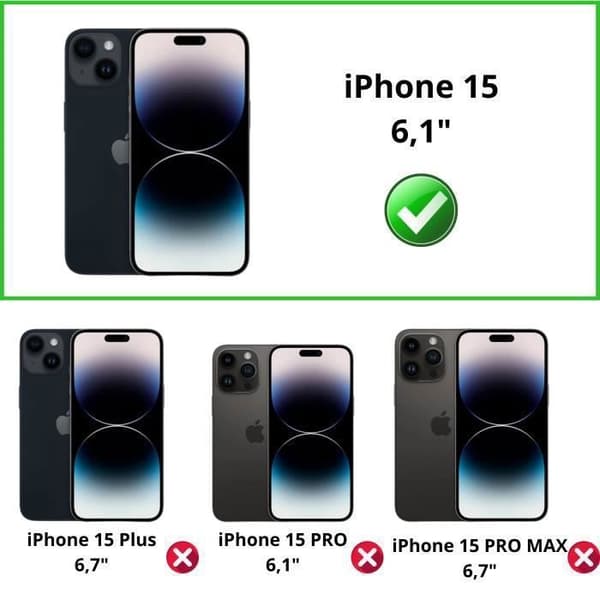 Skärmskydd och baksida - Phonillico - iPhone 15 - Paket 2 - Härdat glas - Rep-resistent
