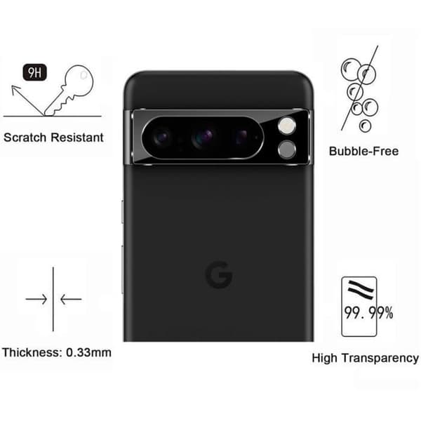 Härdat Glas - Phonillico - Google Pixel 8 PRO - Pack 2 - Skärm- och Kameraskydd - Rep resistant