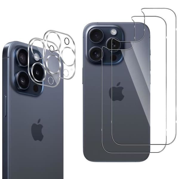 Filmgles för iPhone 15 PRO MAX och Kameraskydd [Pack 2] Skärmskydd Phonillico®