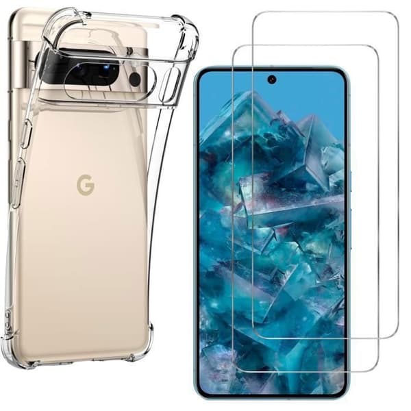 Stöttålig kille för Google Pixel 8 PRO och 2 stycken skyddande glasfilmer Phonillico®