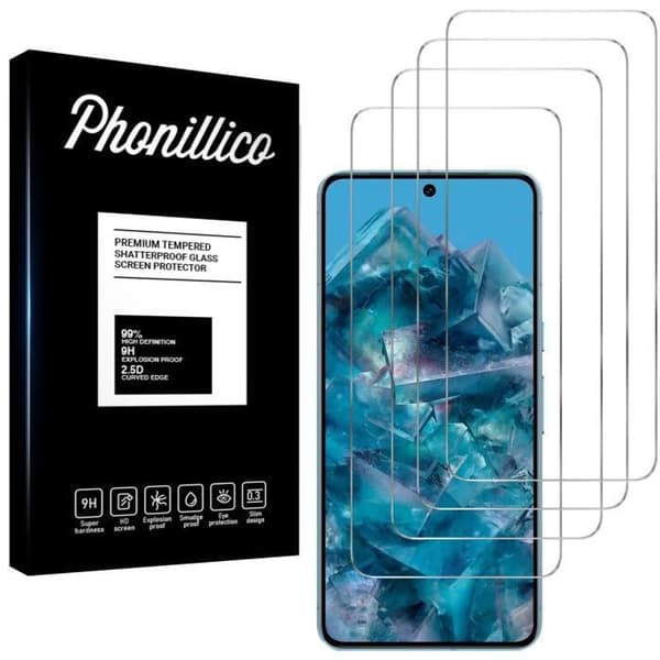Skyddsglas - Phonillico® - Google Pixel 8 PRO - Paket med 4 - Härdat glas - Repbeständig