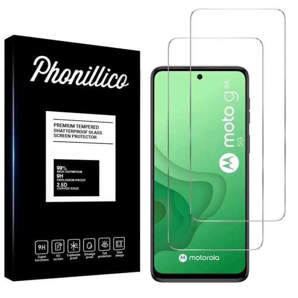 Filmer av härdat glas för Motorola Moto G54 [Pack 2] Skärmskydd Phonillico®