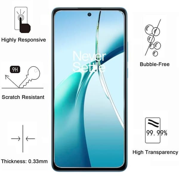 Skyddsglas - Phonillico® - OnePlus Nord CE 4 Lite 5G - Härdat Glas - Paket med 4 - Represistent