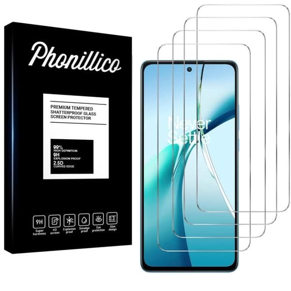 Skyddsglas - Phonillico® - OnePlus Nord CE 4 Lite 5G - Härdat Glas - Paket med 4 - Represistent