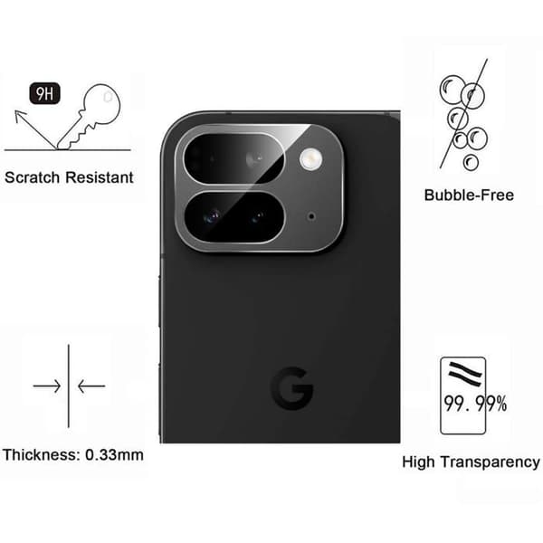Skyddskamera - Phonillico® - Google Pixel 9 Pro Fold - Härdat glas - Paket med 2 - Ripskyddande