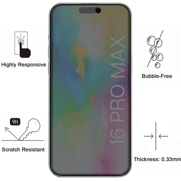 Skärmskydd - Phonillico® - iPhone 16 PRO MAX - Härdat glas - Pack om 4 - Antispy